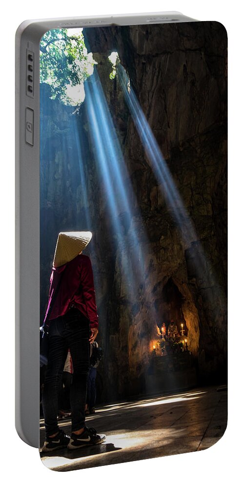 Ancient Portable Battery Charger featuring the photograph Vietnamese at Marble Mountain by Arj Munoz