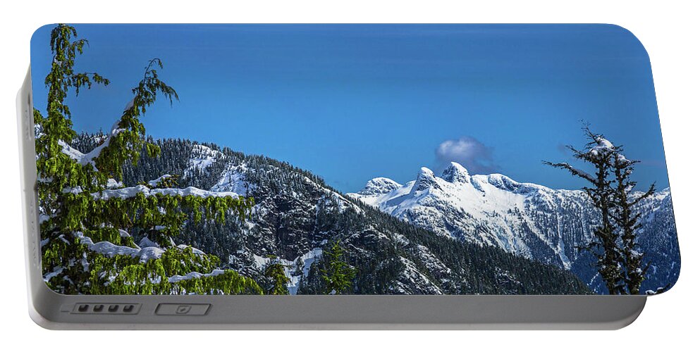 Alex Lyubar Portable Battery Charger featuring the photograph View at Lions Peaks from Grouse Mountain by Alex Lyubar