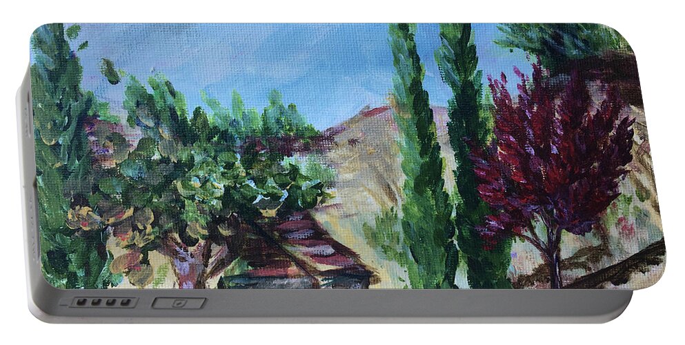 Maurice Carrie Winery Portable Battery Charger featuring the painting View from Maurice Carrie Winery by Roxy Rich