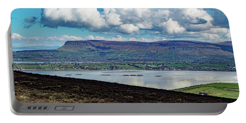 Knocknarea Portable Battery Charger featuring the photograph View of Ben Bulben from Knocknarea Ireland by Lisa Blake