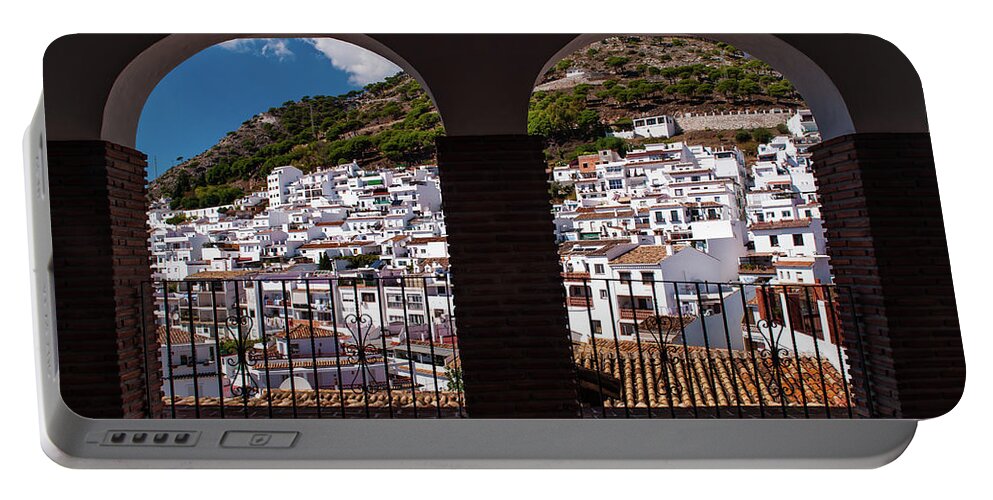 Jenny Rainbow Fine Art Portable Battery Charger featuring the photograph View to Pueblo Blanco Mijas by Jenny Rainbow