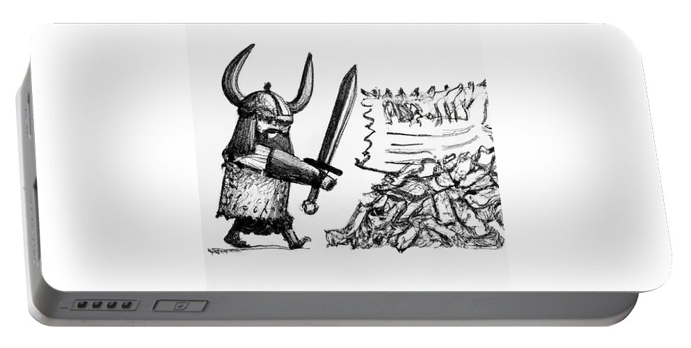  Portable Battery Charger featuring the mixed media Viking Spam by Bencasso Barnesquiat