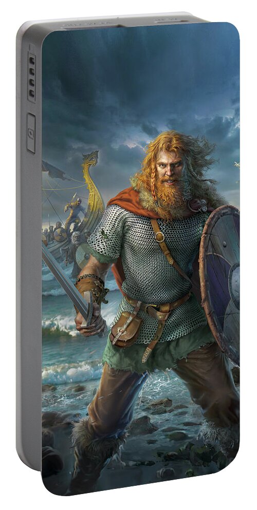 Viking Portable Battery Charger featuring the digital art Vikings by Mark Fredrickson