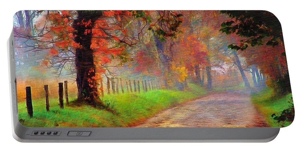 Road Portable Battery Charger featuring the digital art Village Road by Jerzy Czyz