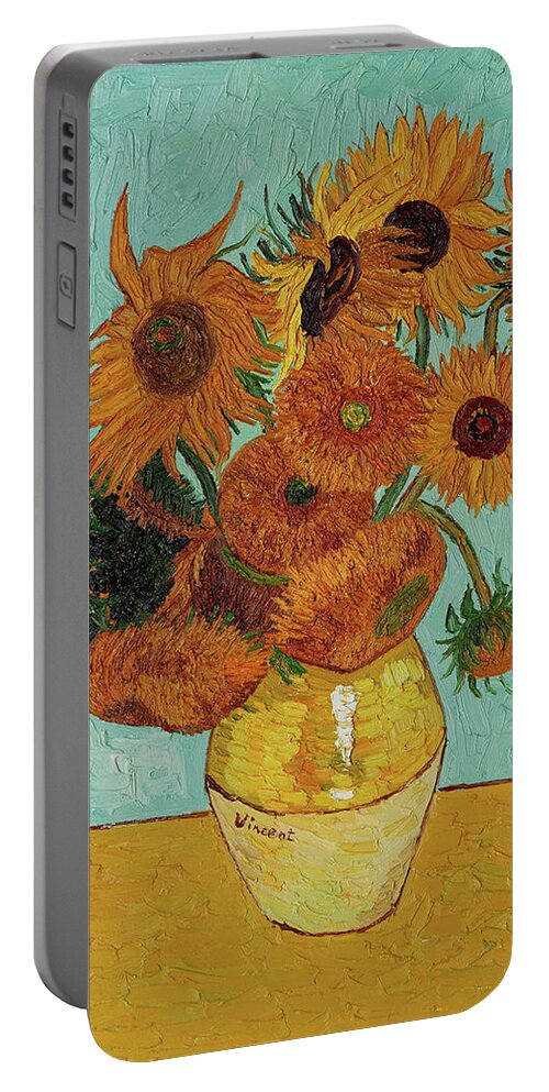 Vincent Van Gogh Portable Battery Charger featuring the painting Vincent Van Gogh Sunflowers Sun Flowers by Tony Rubino