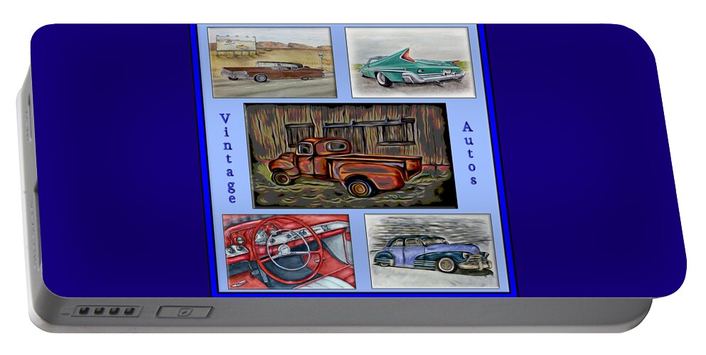 Chevy Portable Battery Charger featuring the digital art Vintage Auto Poster by Ronald Mills