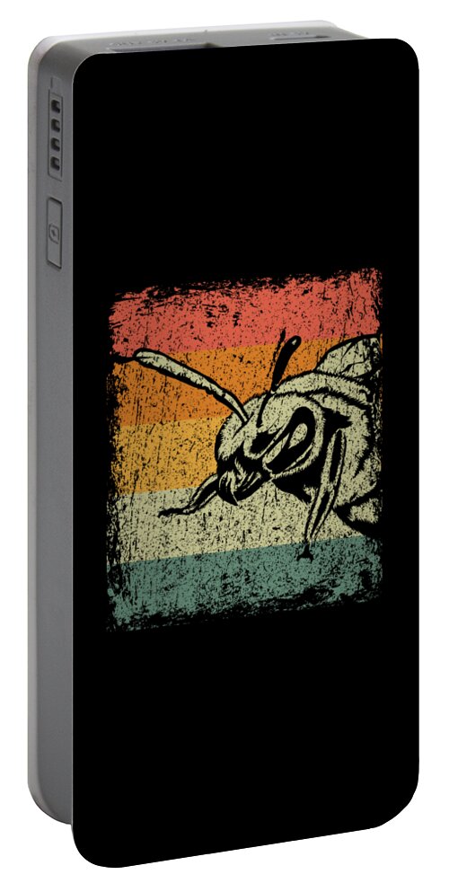 Bee Portable Battery Charger featuring the digital art Vintage Bee Wasp Gift by J M