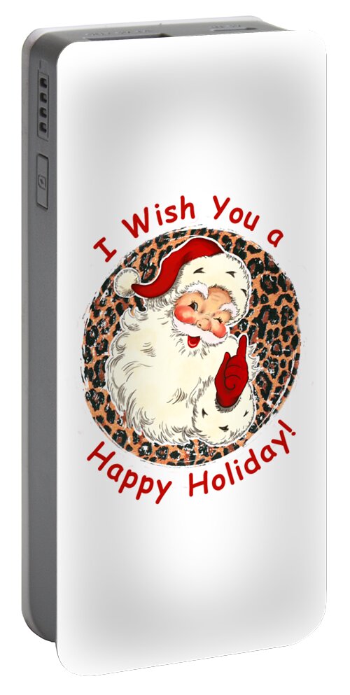 Vintage Christmas Santa Portable Battery Charger featuring the digital art Vintage Christmas Santa - Happy Holiday by Bob Pardue