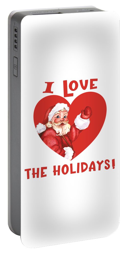 Vintage Christmas Santa Portable Battery Charger featuring the digital art Vintage Holiday Santa Heart by Bob Pardue