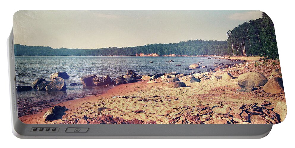 Vintage Portable Battery Charger featuring the photograph Vintage Shores of Lake Superior by Phil Perkins