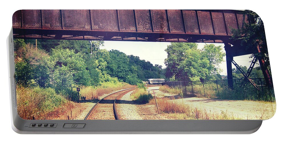 Ann Arbor Portable Battery Charger featuring the photograph Vintage Train Trestle by Phil Perkins