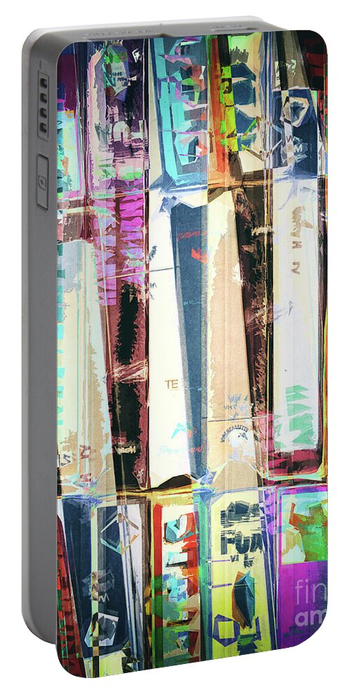Vcr Portable Battery Charger featuring the digital art Vintage Videos Abstract by Phil Perkins