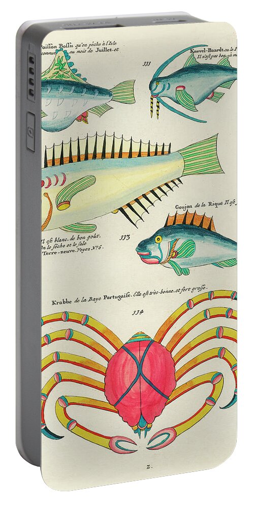 Fish Portable Battery Charger featuring the digital art Vintage, Whimsical Fish and Marine Life Illustration by Louis Renard - Berg Visch, Potou Banda by Louis Renard