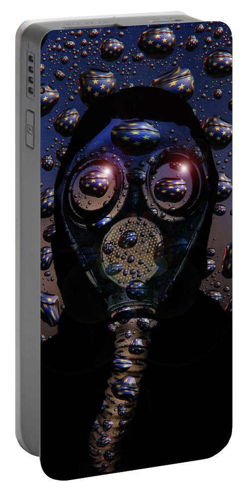 Mask Portable Battery Charger featuring the digital art Viral America by Jim Painter