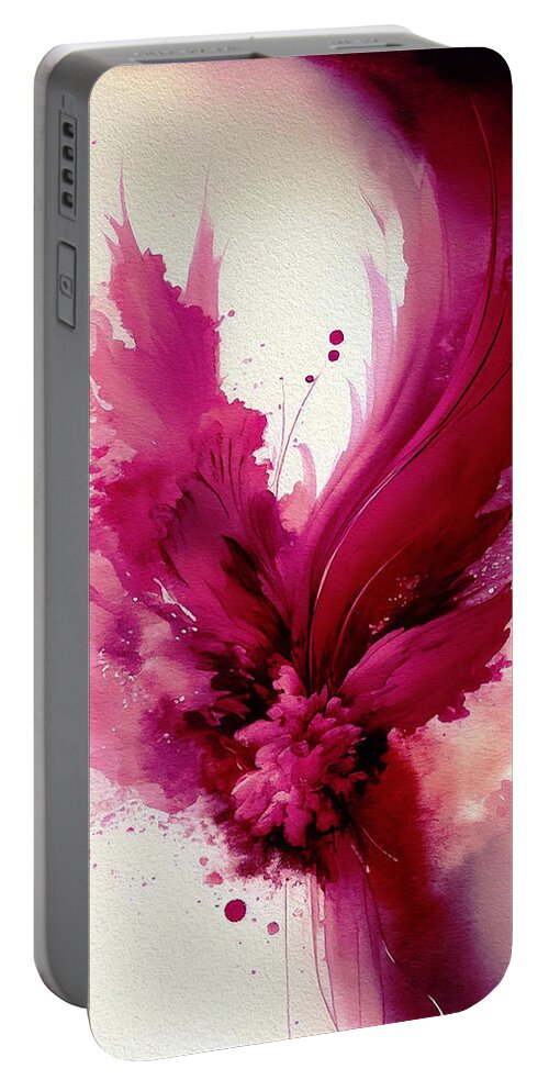 Viva Magenta Portable Battery Charger featuring the digital art Viva Magenta Floral Flight by Shehan Wicks