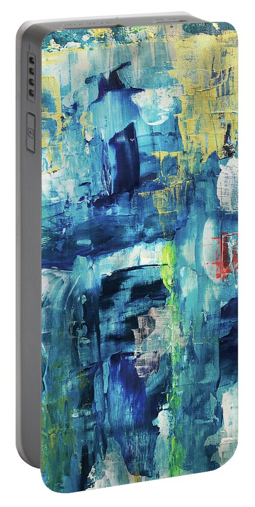 Abstract Portable Battery Charger featuring the painting Voice by Hikaru Yamamoto
