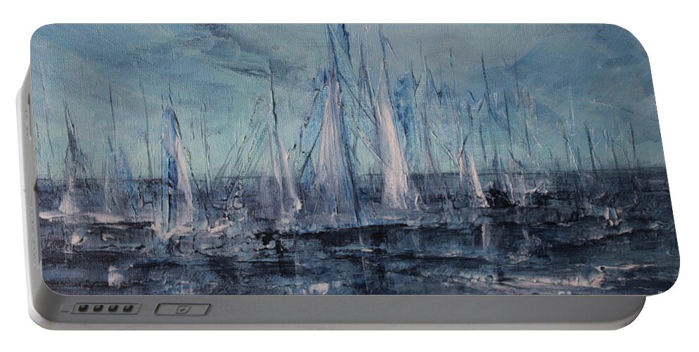Abstract Portable Battery Charger featuring the painting Voyage by Jane See