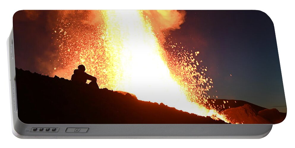 Volcano Portable Battery Charger featuring the photograph Volcano Sitting By The Fire by William Kennedy
