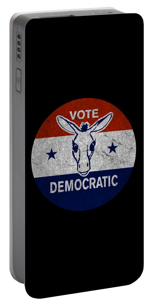 Funny Portable Battery Charger featuring the digital art Vote Democratic Retro Democrat by Flippin Sweet Gear