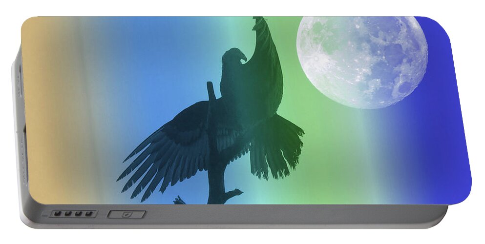 Moon Portable Battery Charger featuring the photograph Vulture Moon by Carl Moore