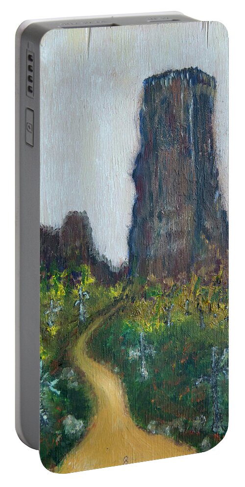  Portable Battery Charger featuring the painting Vulture Peak Road by David McCready