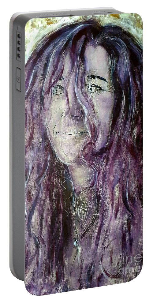 Contemporary Art Portrait Portable Battery Charger featuring the painting W119 flor de liz by KUNST MIT HERZ Art with heart