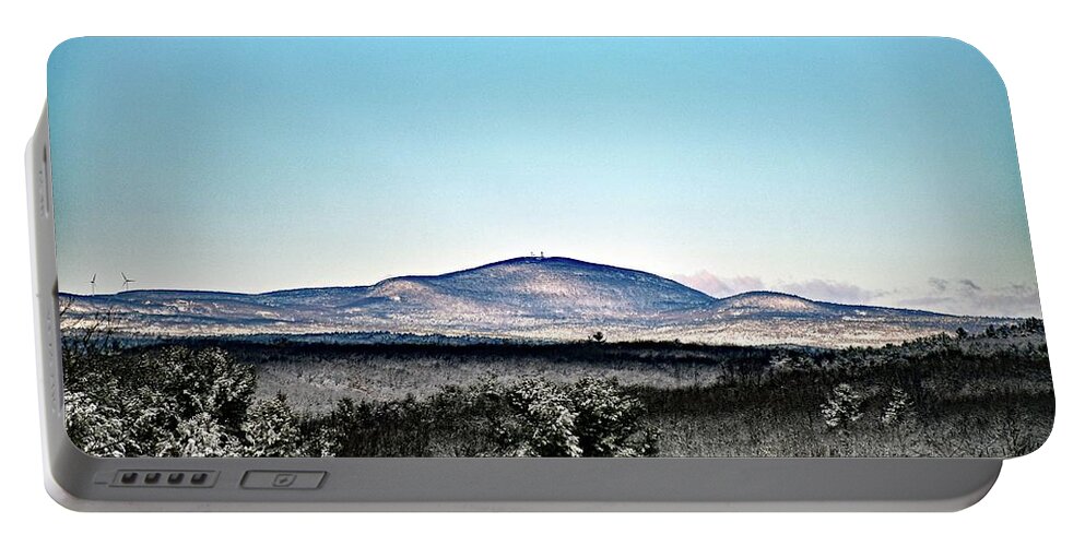 Wachusett Portable Battery Charger featuring the photograph Wachusett Mountain in the snow by Monika Salvan