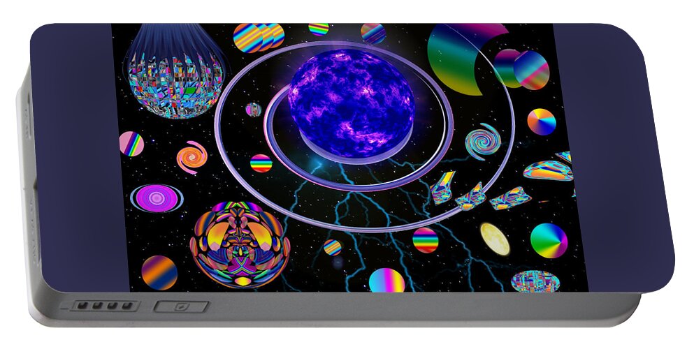 The Entranceway Portable Battery Charger featuring the digital art Wacky World of Ron Abstract by Ronald Mills