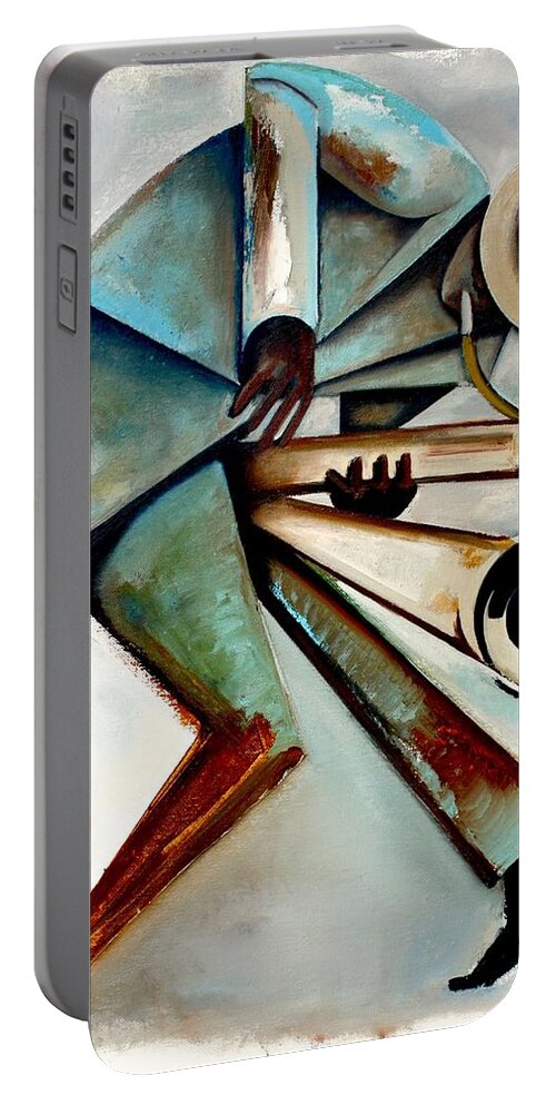 Jazz Portable Battery Charger featuring the painting Wail / Hanah Jon Taylor by Martel Chapman