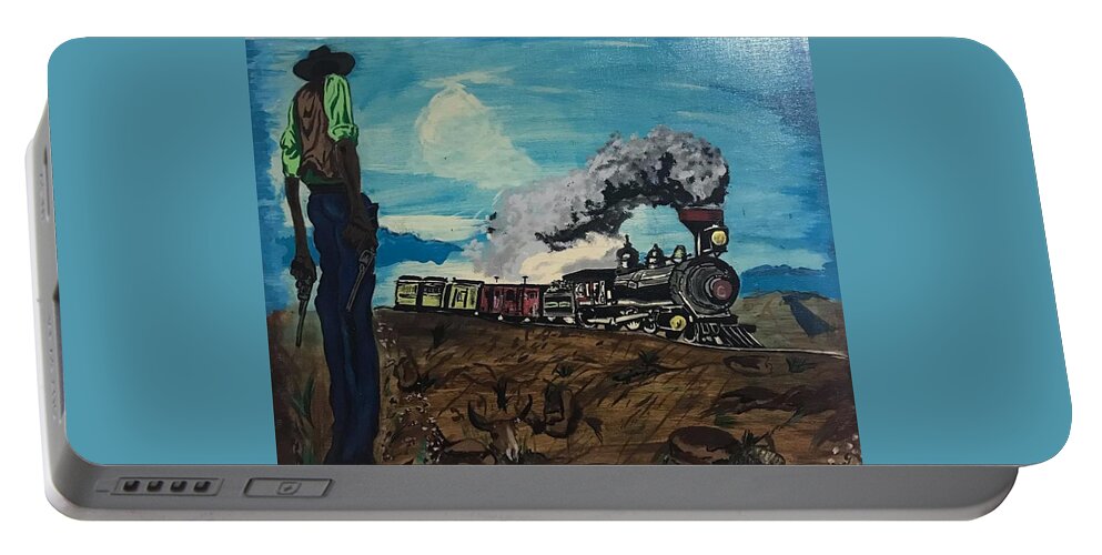  Portable Battery Charger featuring the painting Waitin in the Cut by Charles Young