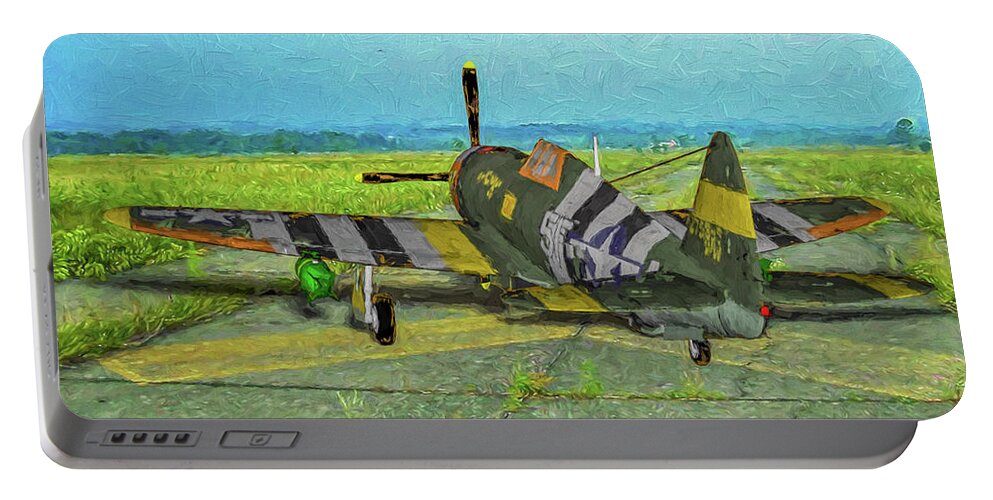 Republic P-47c Thunderbolt Portable Battery Charger featuring the digital art Waiting for the Call - 5th RS Art by Tommy Anderson