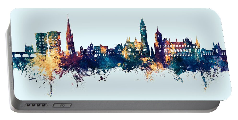 Wakefield Portable Battery Charger featuring the digital art Wakefield England Skyline #16 by Michael Tompsett