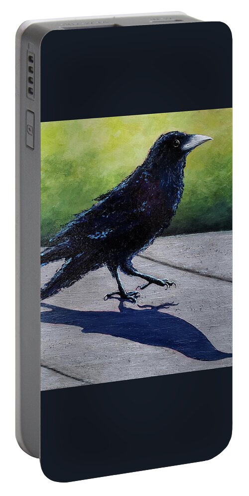 Crow Portable Battery Charger featuring the painting Walkin' on Sunshine by Cindy Johnston
