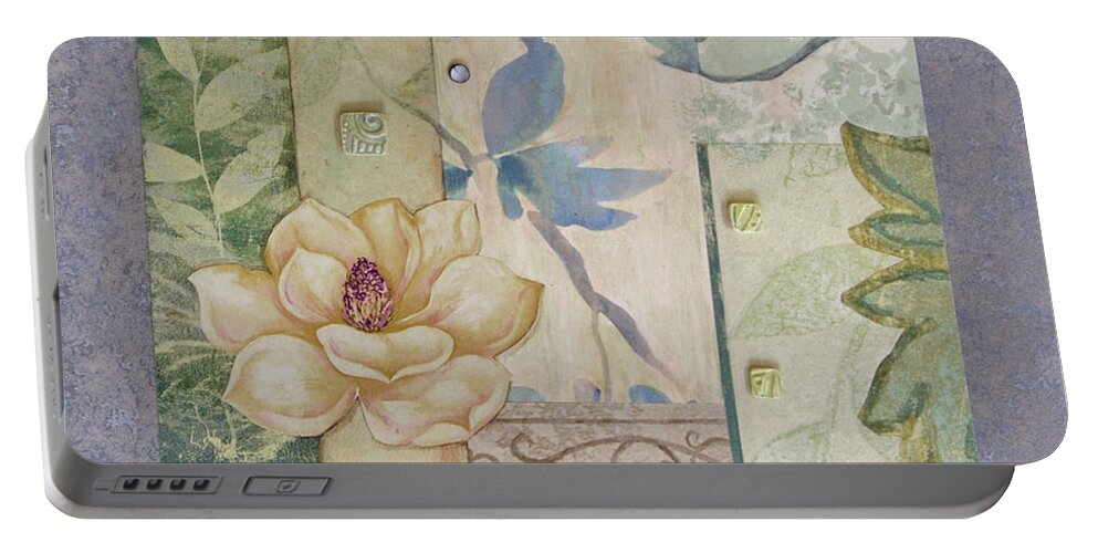 Mixed-media Portable Battery Charger featuring the mixed media Wallflowers by MaryJo Clark