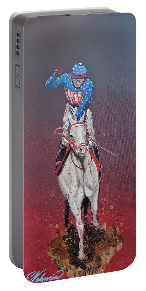 War Portable Battery Charger featuring the painting War Horse by Emanuel Alvarez Valencia
