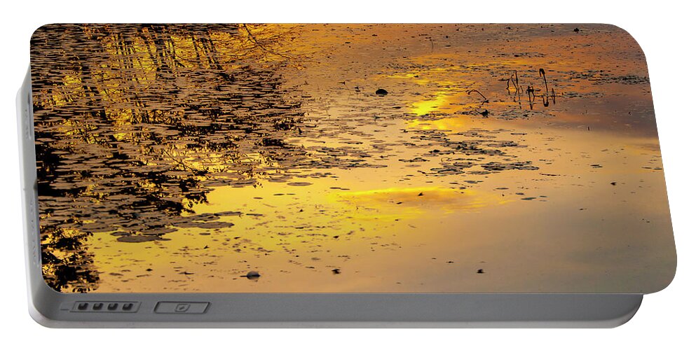 Abstract Portable Battery Charger featuring the photograph Warm Reflection by Cathy Kovarik