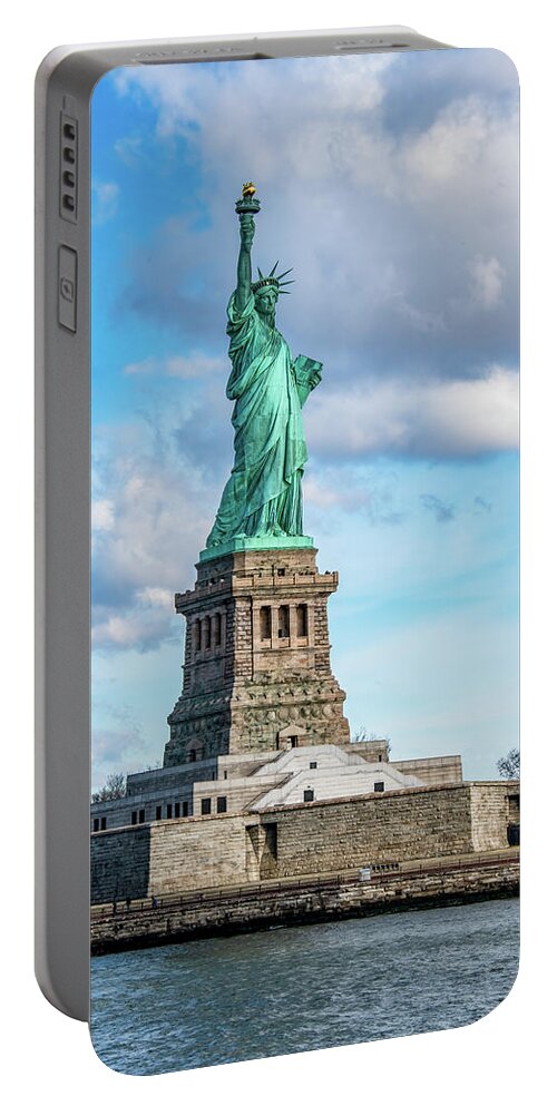 Nyc Portable Battery Charger featuring the photograph Warm Welcome of New York Harbor by Marcy Wielfaert