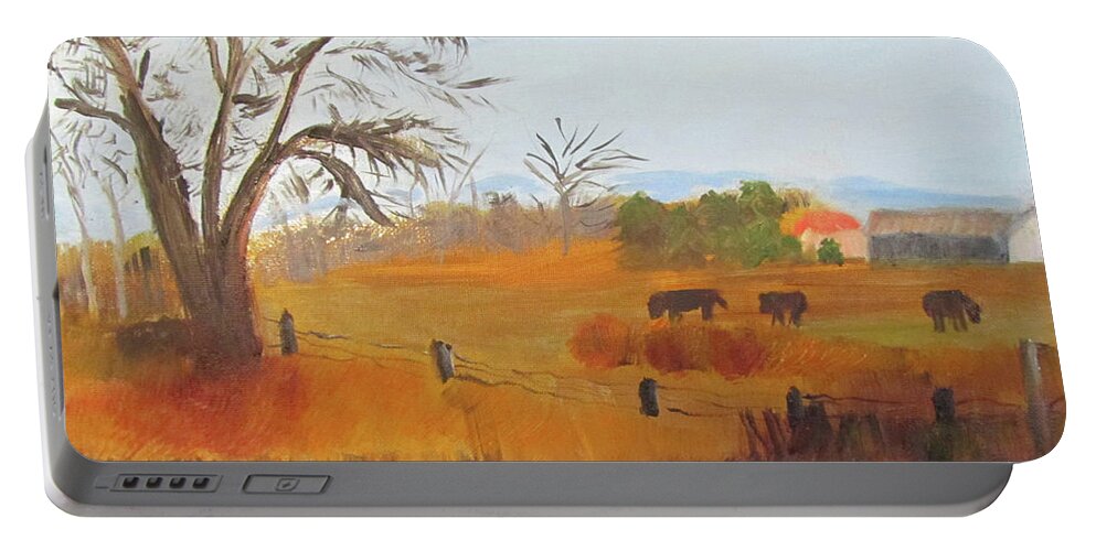 Idaho Portable Battery Charger featuring the painting Warm Winter's Day by Linda Feinberg