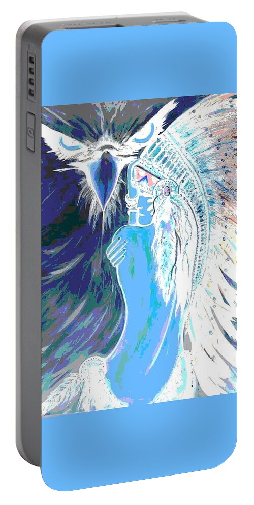 Warrior Portable Battery Charger featuring the mixed media Warrior by Tracy Mcdurmon