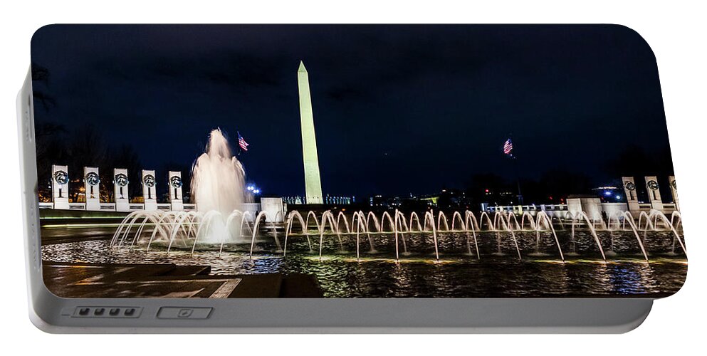 Washington Monument Portable Battery Charger featuring the digital art Washington Monument from the World War II Memorial by SnapHappy Photos