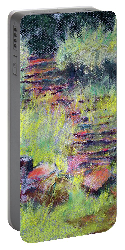Landscape Portable Battery Charger featuring the painting Watch Your Step by Lee Beuther