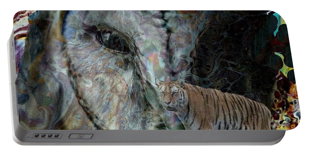 Digital Art Portable Battery Charger featuring the digital art Watchful by Kathie Chicoine