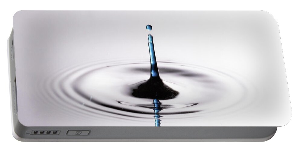 Close Up Portable Battery Charger featuring the photograph Water Drops Blue by Amelia Pearn