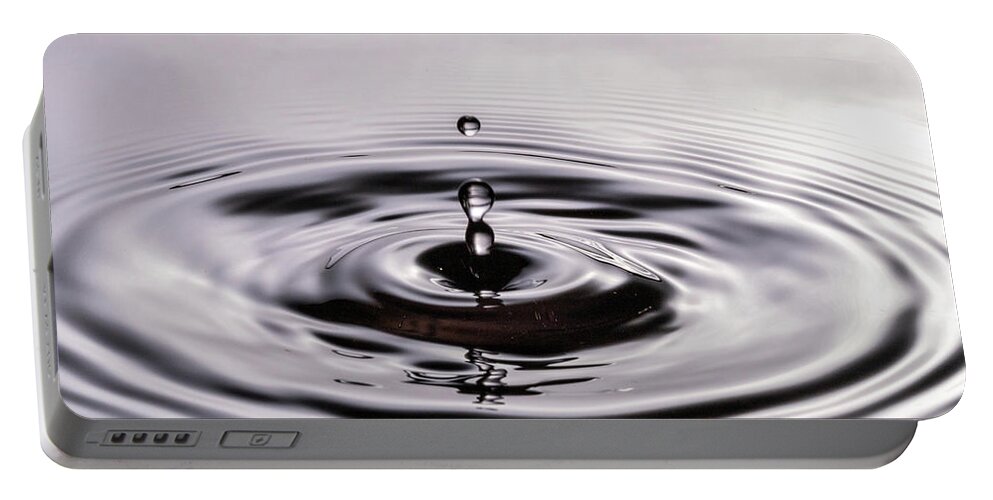 Close Up Portable Battery Charger featuring the photograph Water Drops Splash Down by Amelia Pearn