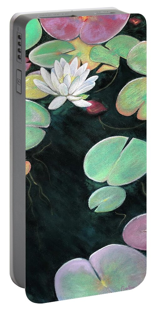 Water Lily Portable Battery Charger featuring the painting Water Lilies by Shirley Galbrecht