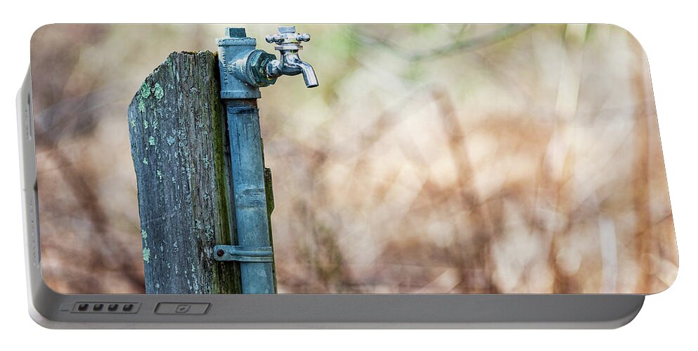 Water Fountain Portable Battery Charger featuring the photograph Autumn Water Spigot #1 by Amelia Pearn