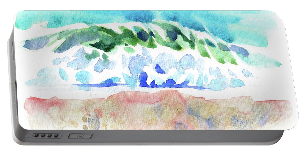 Watercolor Portable Battery Charger featuring the digital art Watercolor Wave On Sea Painting by Sambel Pedes