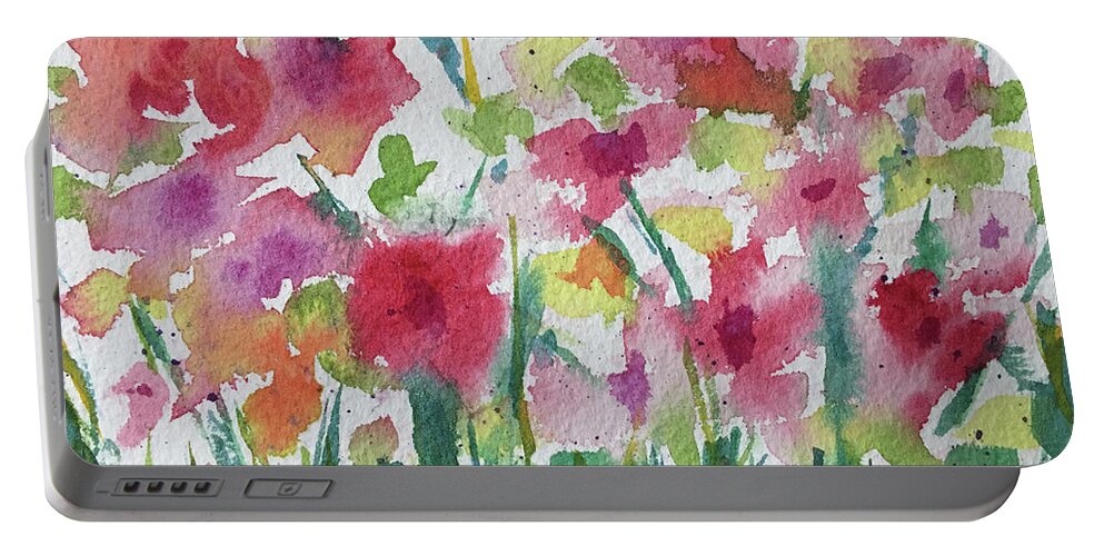 Flower Garden Portable Battery Charger featuring the painting Watercolor Wildflowers by Roxy Rich