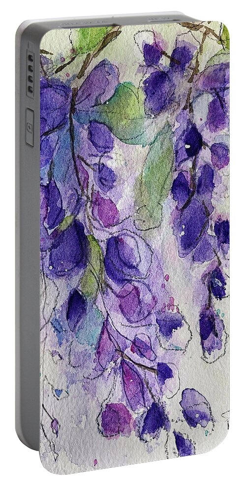 Original Portable Battery Charger featuring the painting Watercolor Wisteria by Roxy Rich