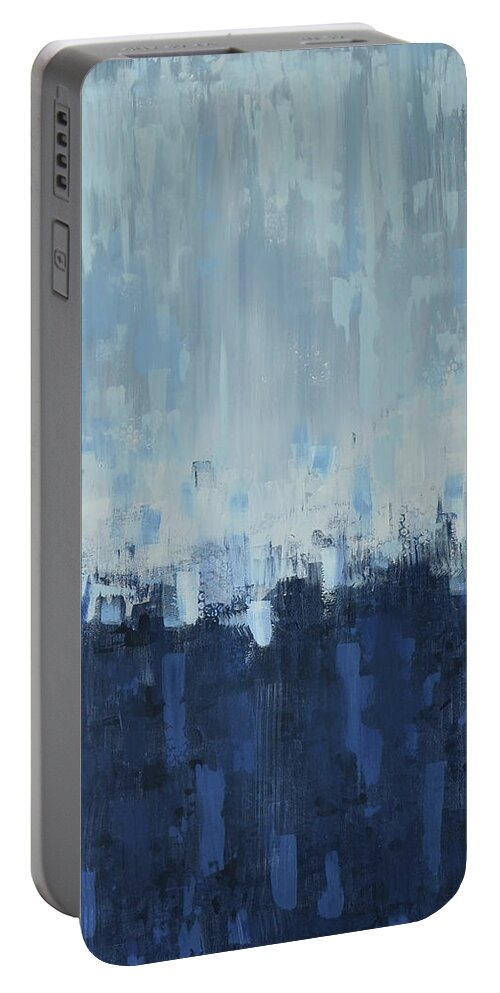 Blue Portable Battery Charger featuring the painting Farmhouse Blue by Alexis King-Glandon